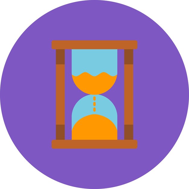 un círculo de color púrpura con el reloj de arena en el interior