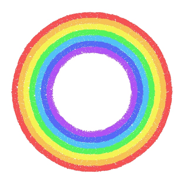 Círculo de colores del arco iris pintado a mano con crayones pastel