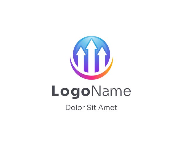 Círculo colorido con gradiente de logotipo de flecha hacia arriba