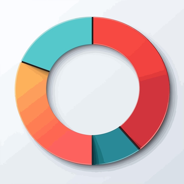 Vector un círculo colorido con un gráfico rojo y azul en él