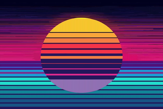 un círculo colorido con líneas y un círculo con un fondo amarillo y azul