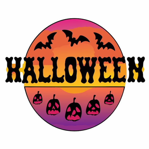 un círculo colorido con murciélagos en él y la palabra halloween en él