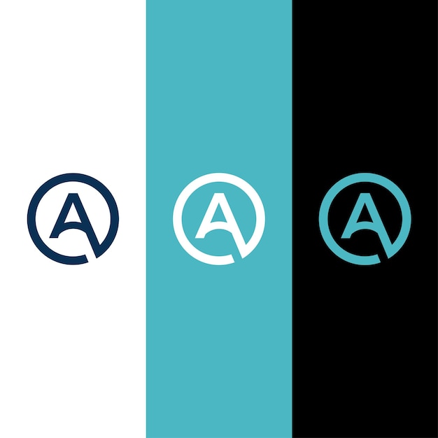 Círculo de concepto de logotipo de letra A con plantilla de icono de iniciales A