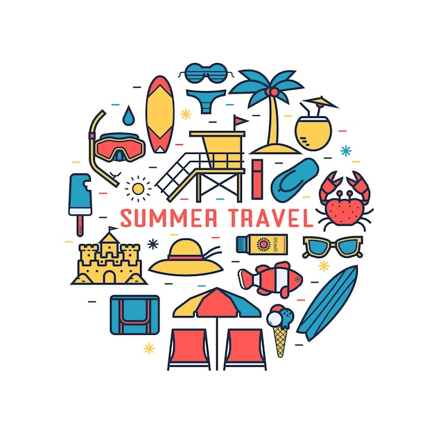 Círculo de Conceptos de Viajes de Verano
