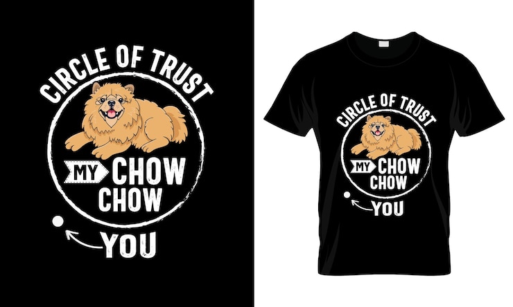 Vector círculo de confianza mi chow chow usted colorido diseño gráfico de camiseta chow chaw
