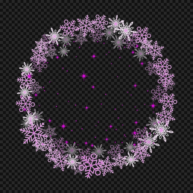 círculo de copos de nieve y tormenta de nieve en un fondo transparente ilustración de invierno Feliz Navidad
