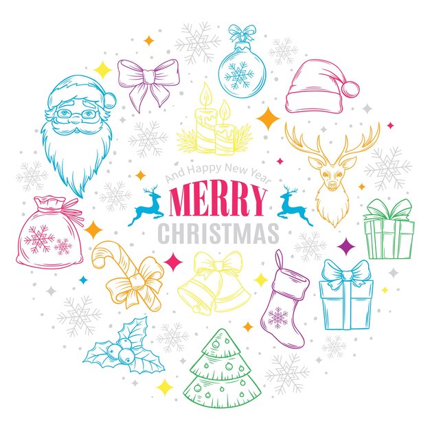 un círculo de decoraciones de Navidad con una imagen de Santa y Santa