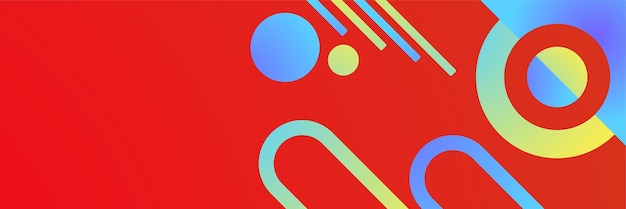 Círculo degradado memphis rojo azul amarillo colorido diseño abstracto banner