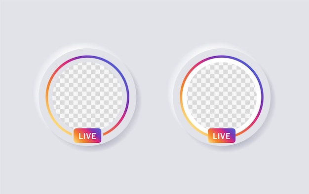 Vector círculo de degradado de perfil de marco de historia en vivo de instagram para icono de redes sociales avatar signo de transmisión en vivo