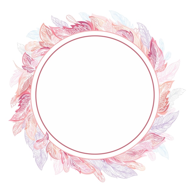 Círculo detallado plantilla de invitación de tarjeta elegante boho chic ornamental en colores rosa y rosa