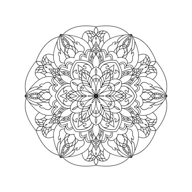 un círculo con un diseño que dice detallado Mandala página del libro de colorear