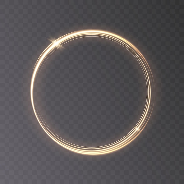 Círculo dorado claro. Efecto de luz de línea dorada redonda. Círculo dorado brillante. PNG. vector eps