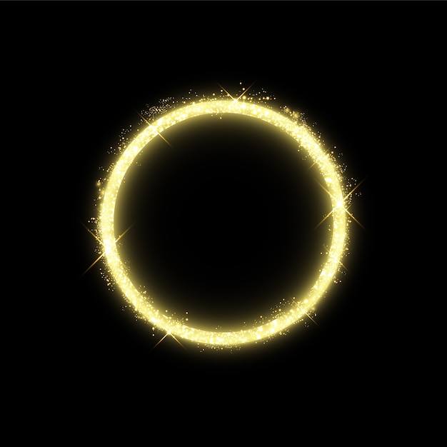 Círculo dorado con efectos de luces.