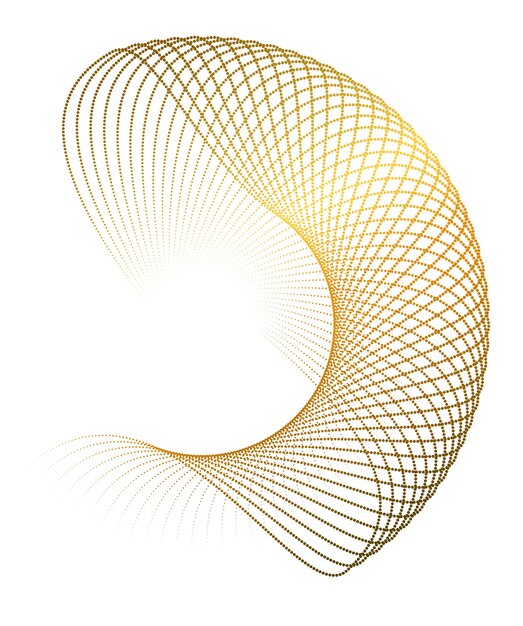 Círculo de elemento de diseño Anillo de oro de colores vectoriales en negrita aislado de rayas onduladas de brillo abstracto de muchos remolinos brillantes creados con la ilustración de vector de herramienta de mezcla EPS10 para su presentación