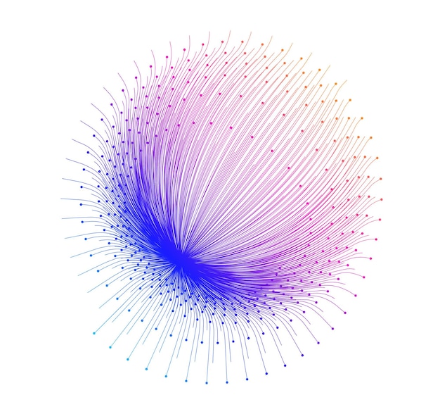 Círculo de elementos de diseño Anillo de colores vectoriales en negrita aislado de la forma de tecnología de mar de flores Rayas onduladas de brillo abstracto de muchos remolinos brillantes creados con la herramienta de mezcla Ilustración vectorial EPS10