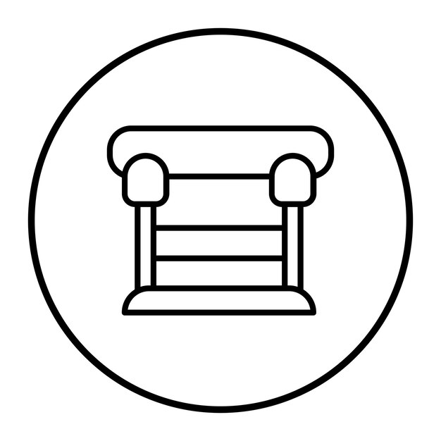 un círculo con una espiral en él y un círcolo con un dibujo de línea de una silla