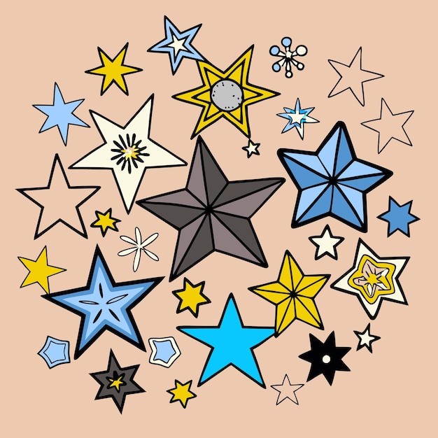 un círculo de estrellas con una que dice estrella en la parte inferior