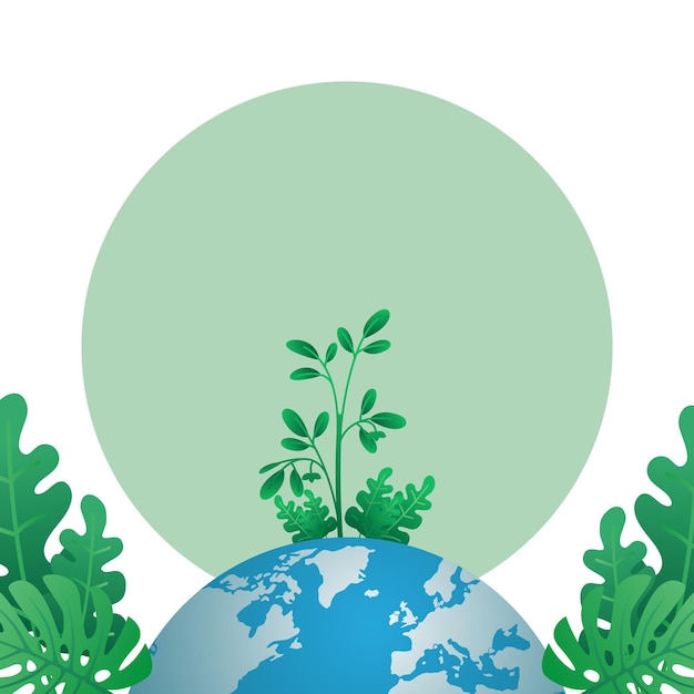 Vector círculo de fondo del día mundial del medio ambiente con hojas y globo en él