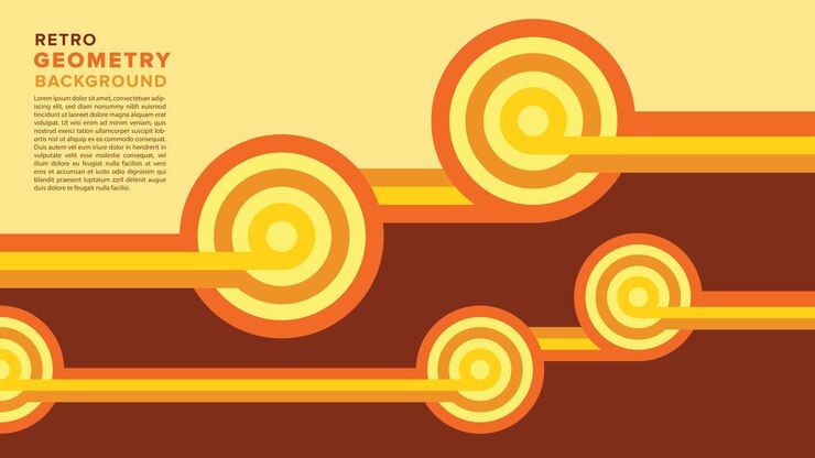 Círculo de fondo geométrico con colores amarillo naranja. Diseño vectorial