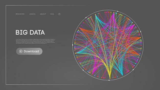 El círculo de grandes datos, el fondo de la tecnología blockchain, la red neuronal, el fondo digital.