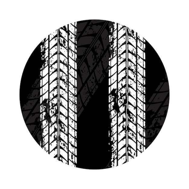 Círculo de grunge de huellas de neumáticos