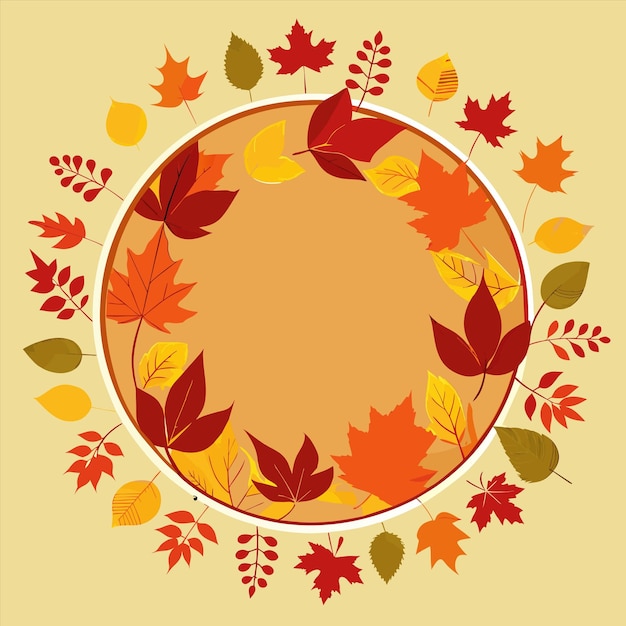 Un círculo de hojas de otoño y un círculo de hoja