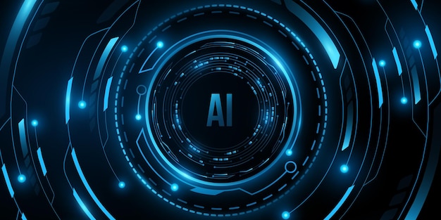 Círculo HUD brillante digital Fondo de inteligencia artificial Pantalla de tablero virtual futurista con interfaz gráfica de usuario de placa de circuito cibernético y diseño de interfaz de usuario para su proyecto Ilustración vectorial EPS 10