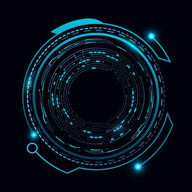 Círculo hud digital brillante con placa de circuito Elementos futuristas para la interfaz tecnológica Ilustración vectorial