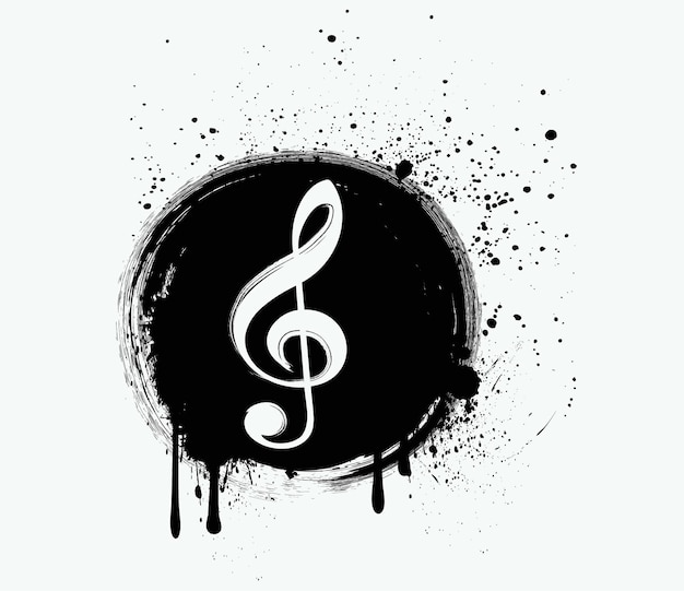Círculo de icono de llave de violín Iconos de clave de sol de vector negro Diseño de trazos de pincel Ilustración vectorial