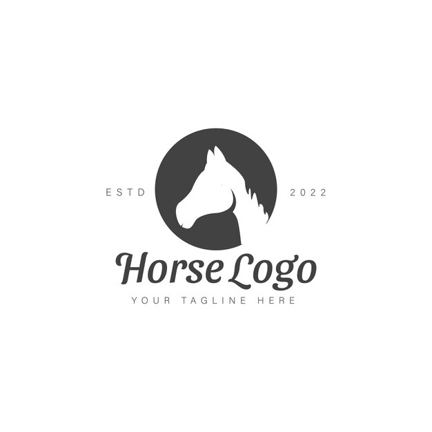 Círculo con ilustración de icono de diseño de logotipo de caballo aislado