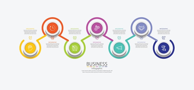 Círculo de infografía empresarial de presentación colorido con pasos