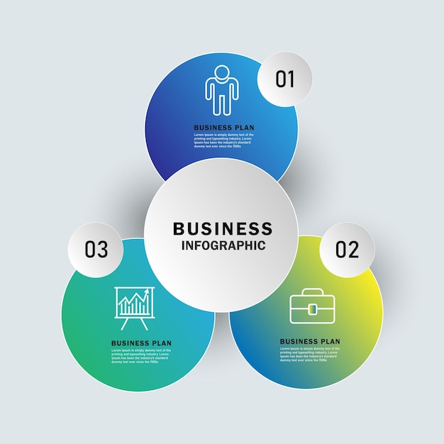 Círculo de infografía vectorial Diagrama de ciclo con 3 opciones
