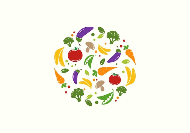 Círculo de inspiración de plantilla de diseño de logotipo de comida vegetariana