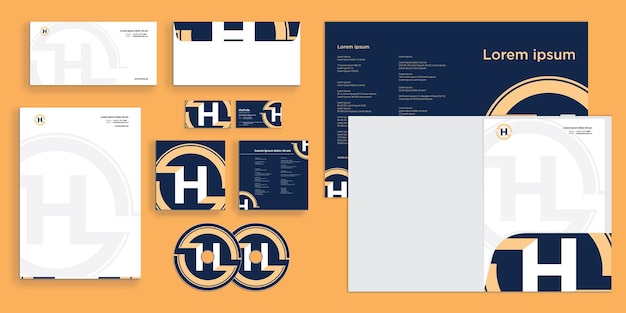 Círculo letra h logotipo elegante identidad empresarial corporativa moderna estacionaria