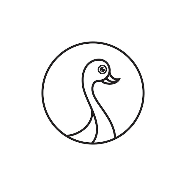 Círculo de línea con diseño de logotipo de pato símbolo gráfico vectorial icono signo ilustración idea creativa