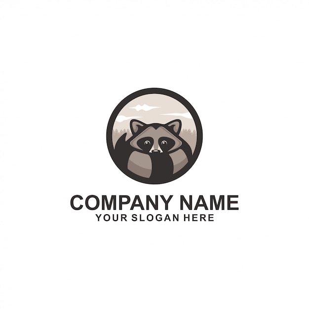círculo logotipo vector de mapache