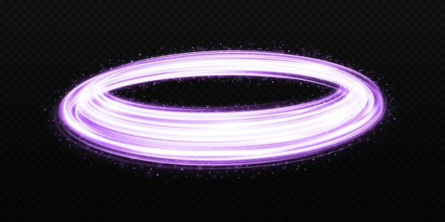 un círculo con luz púrpura en él está dibujado en un fondo negro