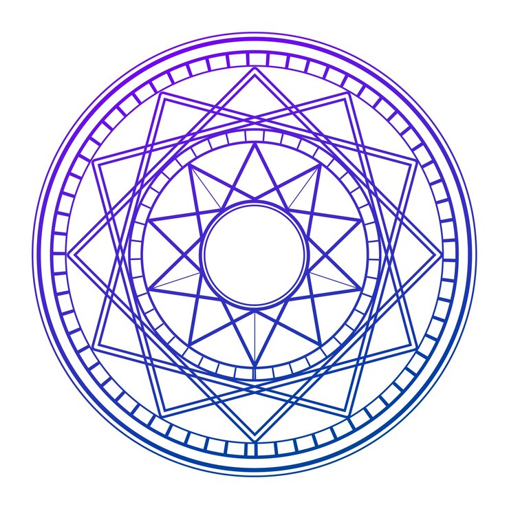 Vector el círculo mágico un símbolo de geometría mística círculo de alquimia un pentagrama azul en un círculo