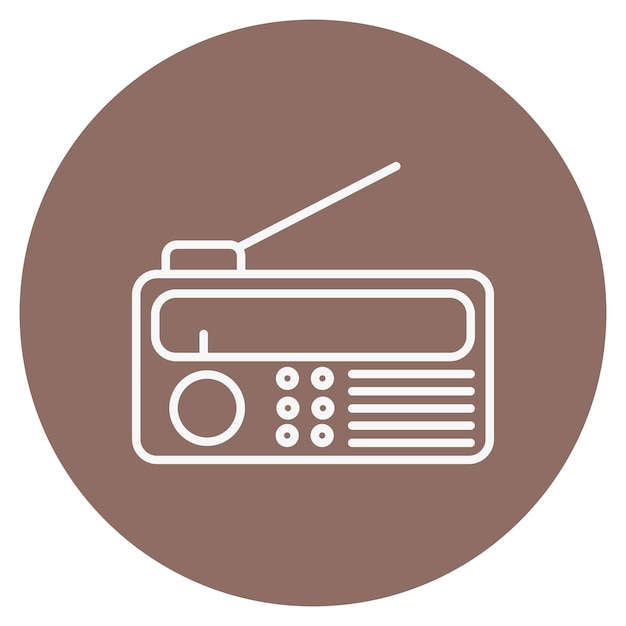 un círculo marrón con un fondo blanco que dice radio