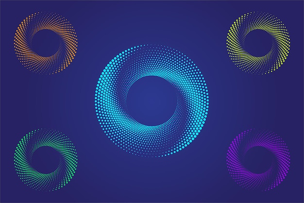 Vector círculo medio tono espiral fondo puntos abstracto
