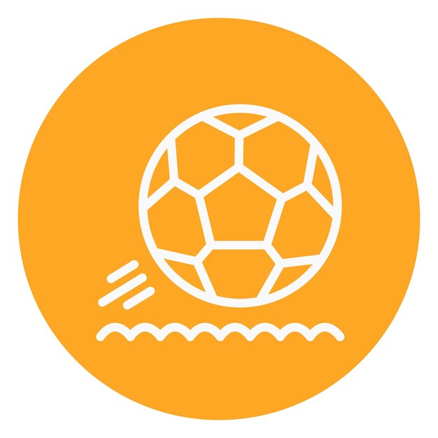 un círculo naranja y blanco con una pelota de fútbol en el centro