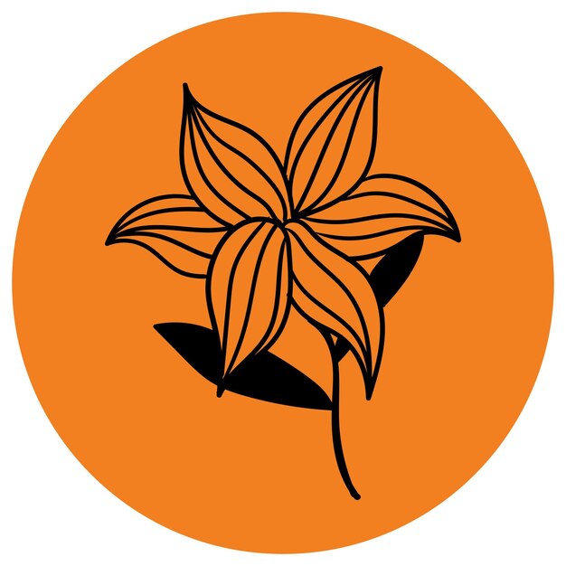 Un círculo naranja con una flor en el medio.
