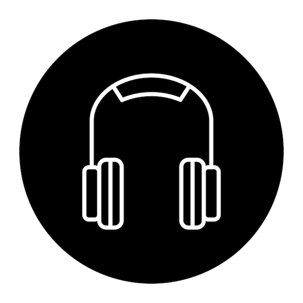 un círculo negro con auriculares en él que dice auriculares