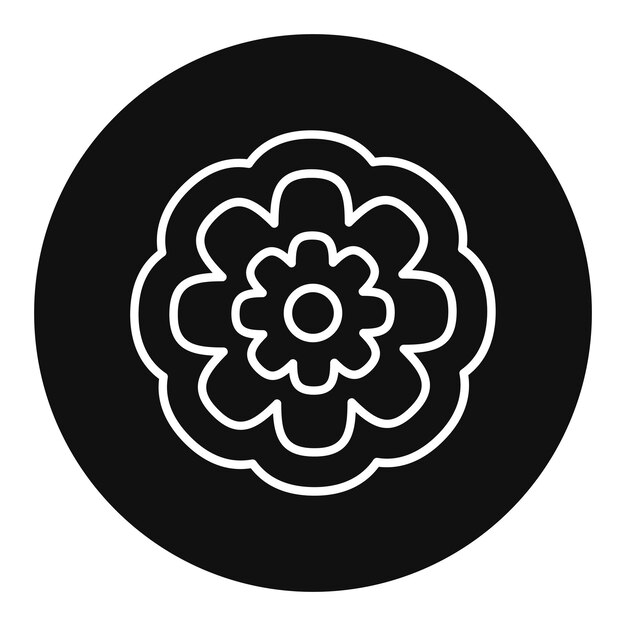 un círculo negro con un diseño de flores en él