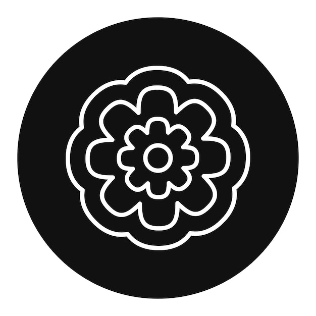 Vector un círculo negro con un diseño de flores en él