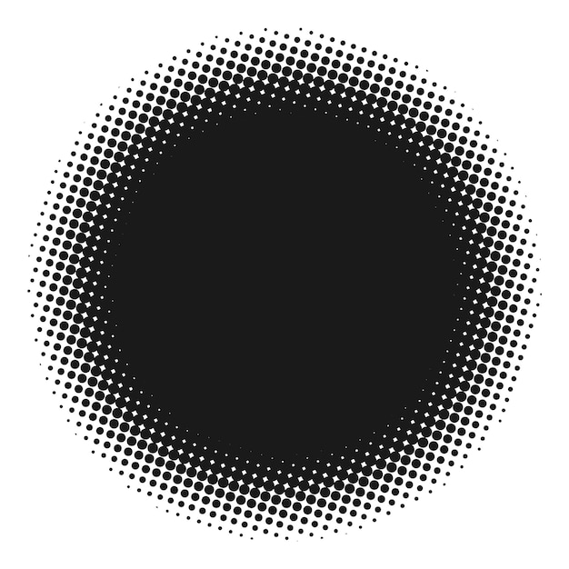 Círculo negro con efecto de trama de semitonos Ilustración vectorial