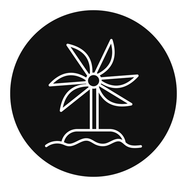 un círculo negro con una flor en él