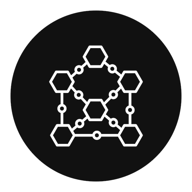 un círculo negro con un fondo blanco que dice hexágono