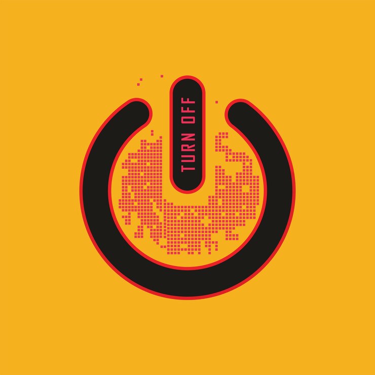 Vector un círculo negro con un fondo rojo y amarillo con las palabras poder en él