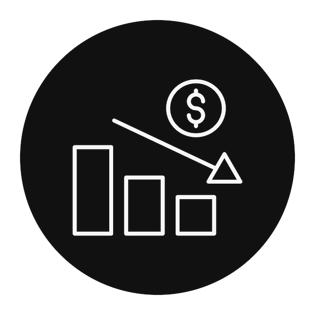 un círculo negro con un gráfico en él que dice dólar